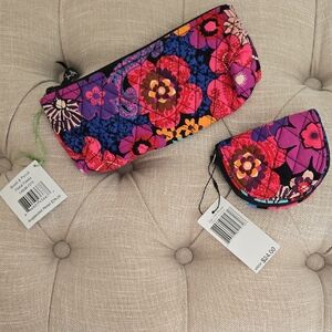 Vera Bradley Floral Cosmetic Bag Set - Pink and Blue